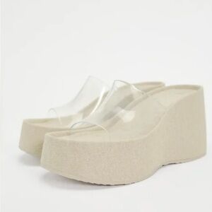 Zara VINYL WEDGE SANDALS